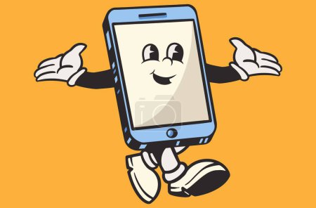 cartoon phone with eyes and limbs