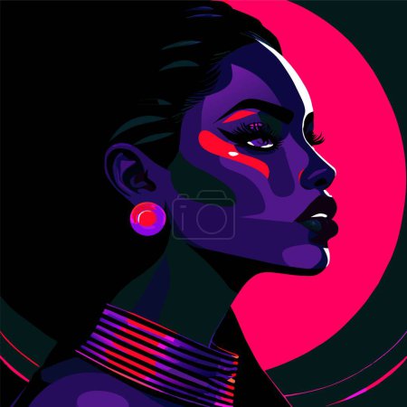 Ilustración de Retrato de una mujer negra de perfil - Imagen libre de derechos