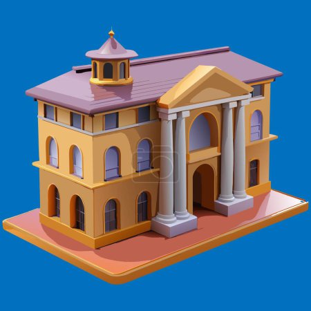 dreigeschossige dreidimensionale Villa Vektor Illustration