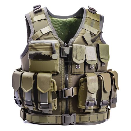 tactical body armor with pockets vector illustration