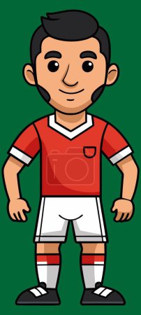 Ilustración de Jugador de fútbol con patillas en uniforme rojo - Imagen libre de derechos