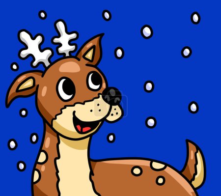 Téléchargez les photos : Illustration numérique d'une heureuse carte de renne de Noël - en image libre de droit
