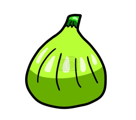 Digital illustration of a cartoon yummy green fig