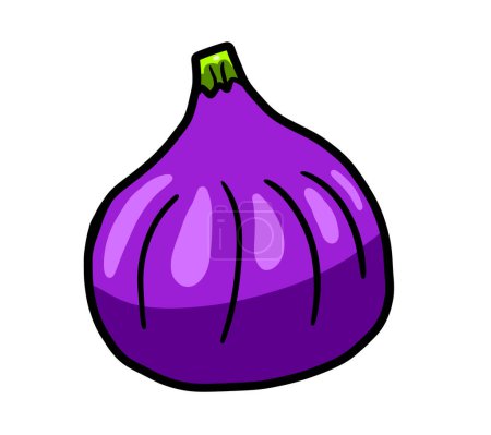 Digital illustration of a cartoon yummy purple fig