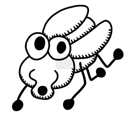 Digital illustration of a adorable funny fly doodle