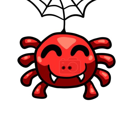 Digital illustration of a adorable happy little red spider