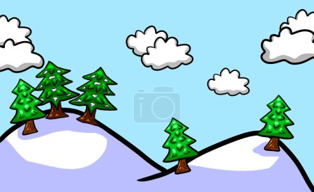 Photo for Digital illustration of a snowy forest background - Royalty Free Image