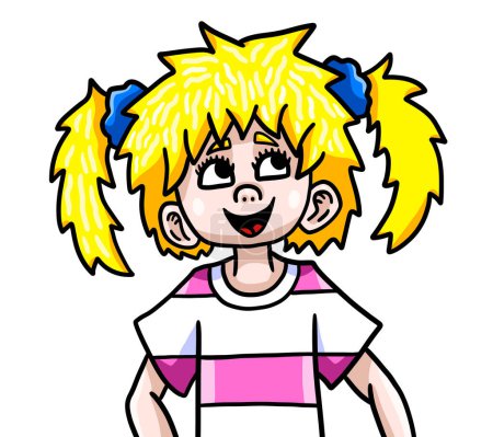 Digital illustration of a adorable happy little blonde girl