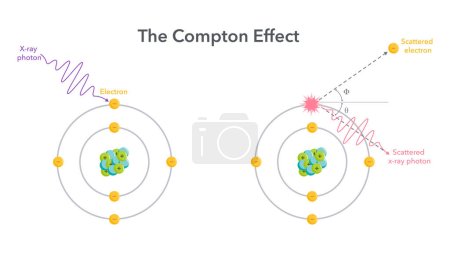 Foto de El diagrama de ilustración del vector de teoría cuántica Compton Effect - Imagen libre de derechos