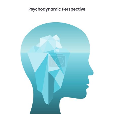 Illustration for Psychodynamic Perspective Freud's Iceberg Hypothesis vector illustration - Royalty Free Image