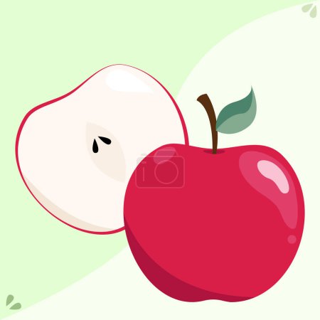 Téléchargez les illustrations : Illustration vectorielle de dessin animé fond d'une pomme - en licence libre de droit