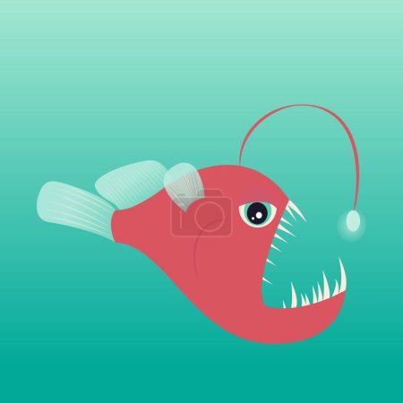 Ilustración de Mar Profundo Anglerfish vector ilustración gráfico aislado - Imagen libre de derechos