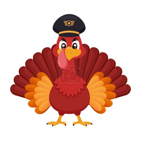 Illustration for Thanksgiving turkey pilot vector illustration graphic icon - Royalty Free Image