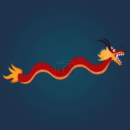 Ilustración de Dragón chino vector de danza ilustración gráfica - Imagen libre de derechos