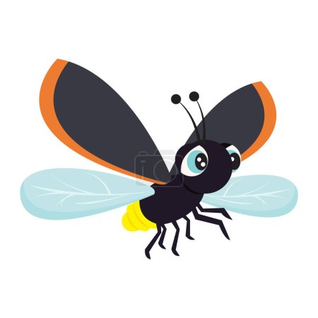 Téléchargez les illustrations : Illustration vectorielle isolée de luciole Bug Lueur ver graphique - en licence libre de droit