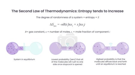 Ilustración de Segunda ley de la entropía termodinámica tiende a aumentar gráfico vectorial - Imagen libre de derechos