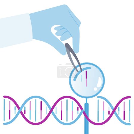 DNA Edición de genes e ilustración vectorial de investigación gráfica
