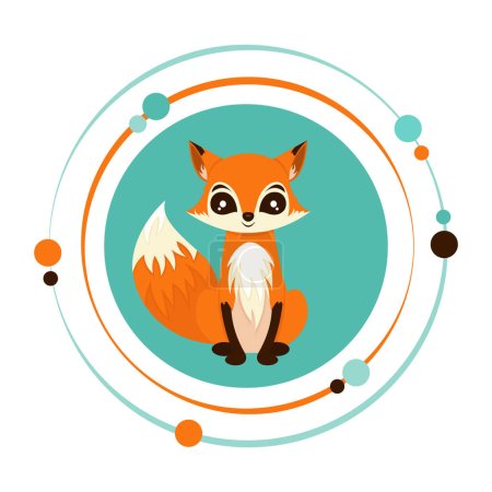 Illustration for A cartoon fox character vector illustration graphic icon - Royalty Free Image