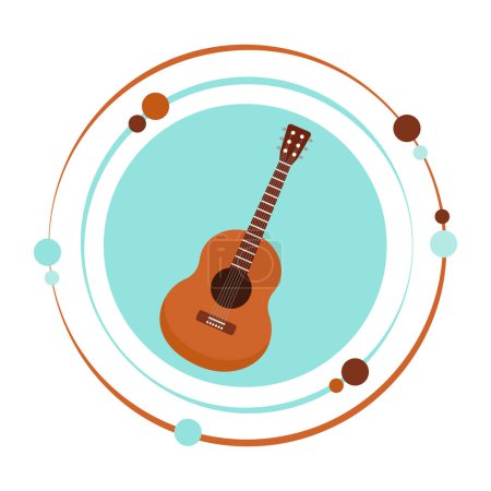 Ilustración de Ilustración vectorial aislada icono gráfico símbolo de una guitarra y música - Imagen libre de derechos