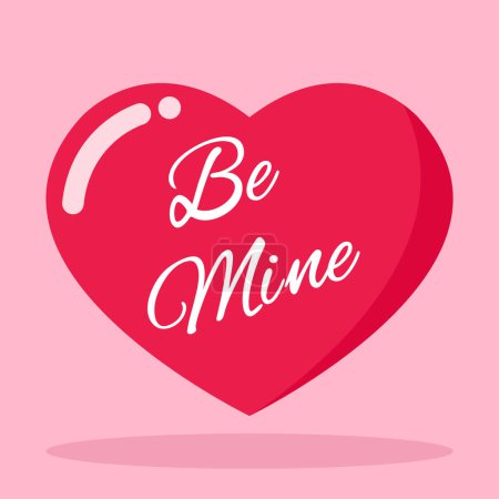 Téléchargez les illustrations : Be Mine Valentine coeur vecteur illustration carte graphique salutation - en licence libre de droit