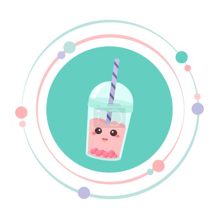 Illustration for Isolated bubble tea Kawaii cartoon character vector illustration graphic icon - Royalty Free Image
