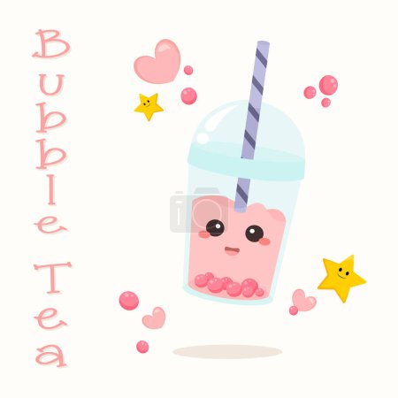 Téléchargez les illustrations : Bubble thé dessin animé personnage vectoriel illustration graphique - en licence libre de droit
