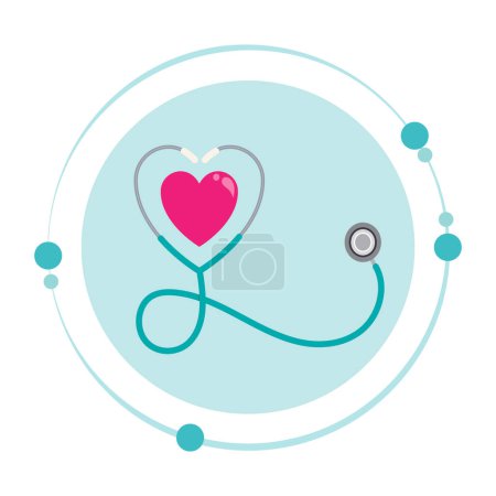 Illustration for Heart stethoscope medical vector illustration graphic icon - Royalty Free Image