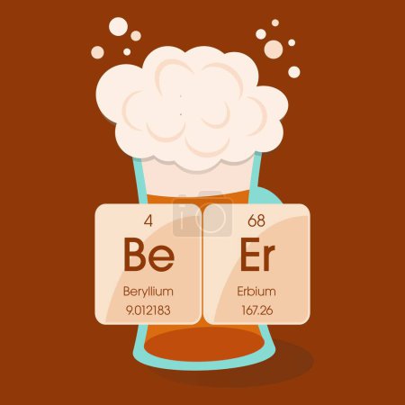 Fun with science foaming beer mug periodic table elements vector illustration graphic