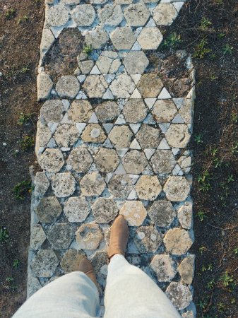 stone pavement background with cobblestones