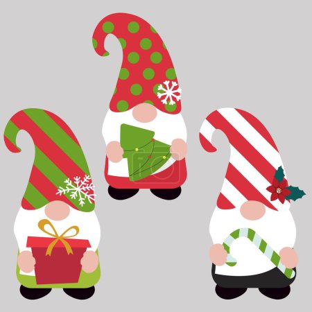 Illustration for Set of Cute Holiday Christmas Gonks. Vector illustration art. - Royalty Free Image
