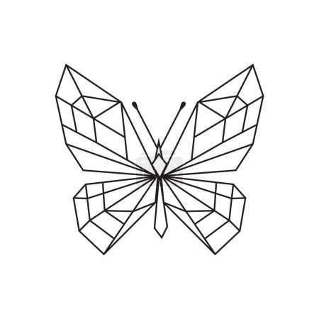 Arte de mariposa geométrica moderna, ilustración de vectores de línea