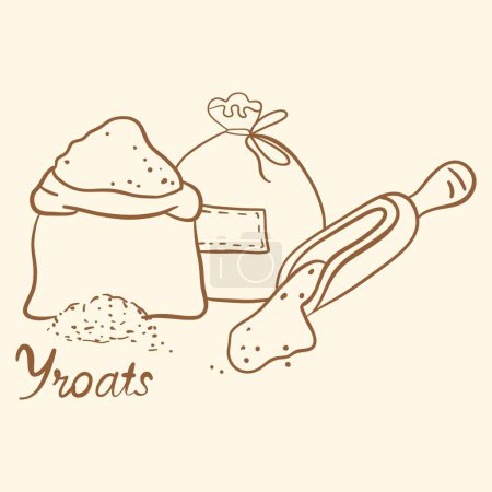 Téléchargez les illustrations : Illustration vectorielle de gribouillis dessinée à la main d'une boulangerie - en licence libre de droit