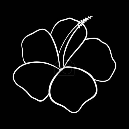 flower vector illustration. white silhouette with a black flower on a black background.