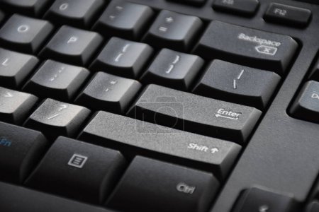 Photo for Keyboard of black color closeup view. PC keyboard of black color closeup view - Royalty Free Image