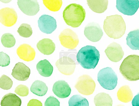 Foto de Patrón de lunares pintado a mano. Formas abstractas de textura de acuarela en verde colorido de moda. - Imagen libre de derechos