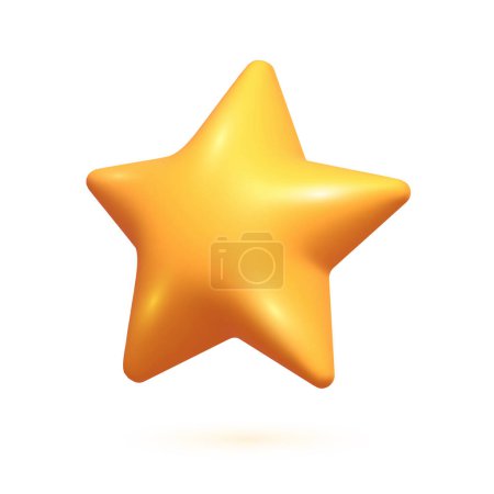 Photo for 3D yellow star. Realistic 3D yellow star isolated on white background. Star icon - Royalty Free Image