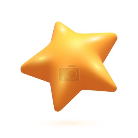 Photo for 3D yellow star. Realistic 3D yellow star isolated on white background. Star icon - Royalty Free Image