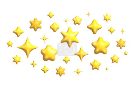 Photo for 3d flying stars from different angles background. 3d golden stars premium quality backdrop - Royalty Free Image