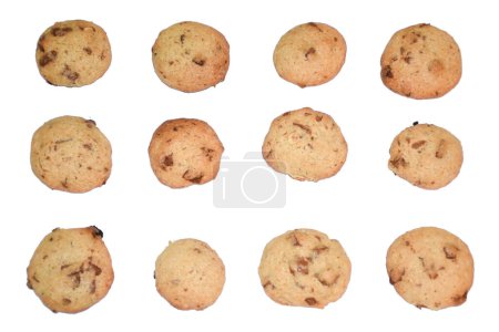Photo for Chocolate chip cookies isolated on a white background. Homemade cookies with chocolate. High quality photo - Royalty Free Image