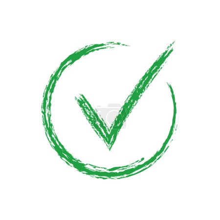 Photo for Approval symbol, check mark in a circle, drawn by hand, vector green sign OK approval or development checklist. personal choice mark - Royalty Free Image