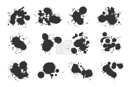 Illustration for Set of blobs and spatters. Liquid paint drip drop splash and ink splatter collection - Royalty Free Image