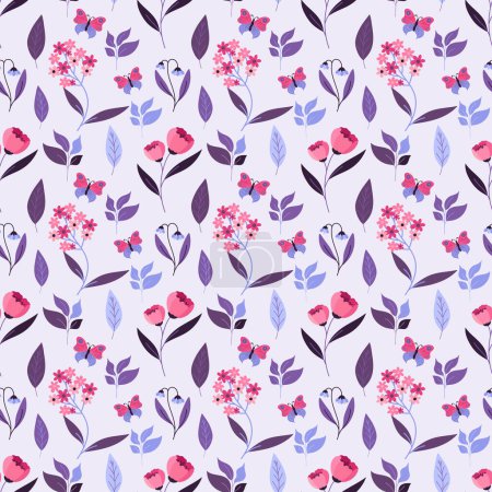 Photo for Modern floral seamless pattern. Cute romantic wildflowers pattern on light grey background. Spring flowers pattern. Ditsy floral print - Royalty Free Image