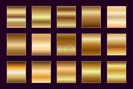 Ilustración de Juego de gradientes de oro. Colección de gradientes metálicos dorados de muestras. Ilustración vectorial - Imagen libre de derechos