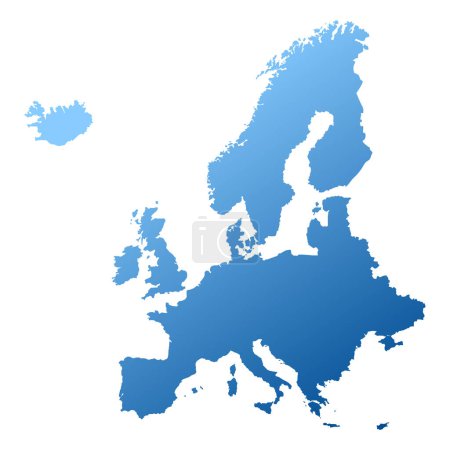 Ilustración de Mapa continente Europa Azul sobre fondo blanco para presentaciones, póster, infografías. Ilustración vectorial. - Imagen libre de derechos