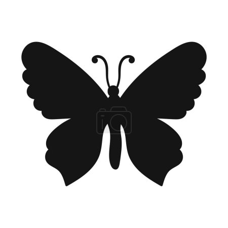 Photo for Butterfly icon silhouette. Single black butterfly silhouette icon on white background. Vector illustration - Royalty Free Image