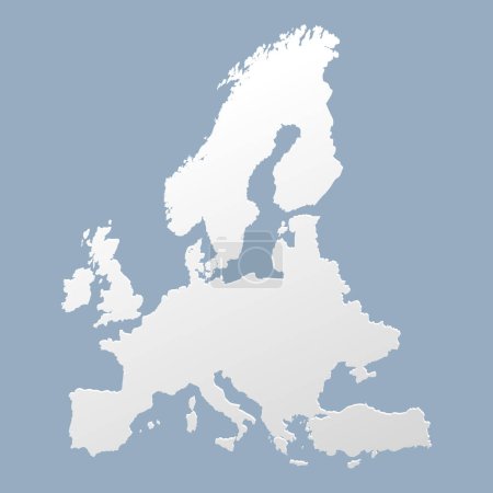 Téléchargez les illustrations : Europe carte du continent sur fond bleu pour les présentations, affiches, infographies. Illustration vectorielle. - en licence libre de droit