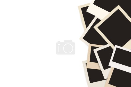 Illustration for Pile of photo frames background. Realistic photo frames pile. Border with many photo frames . Vector illustration - Royalty Free Image