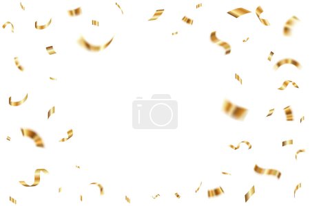 Ilustración de Oro confeti caída de fondo para cumpleaños, diseños de aniversario. Un confeti dorado brillante. Ilustración vectorial - Imagen libre de derechos