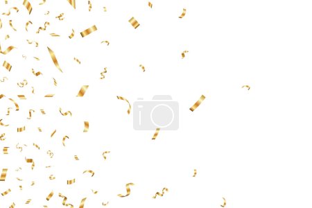 Photo for Gold confetti falling background for birthday, anniversary designs. Bright shiny gold confetti for party. Festive luxury confetti - Royalty Free Image