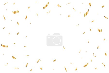 Ilustración de Oro confeti caída de fondo para cumpleaños, diseños de aniversario. Brillante confeti de oro brillante para la fiesta. Confeti festivo - Imagen libre de derechos